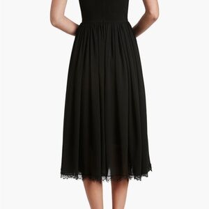 Dress the Population Black Lace Hem Midi Dress Alicia mixex media midi dres